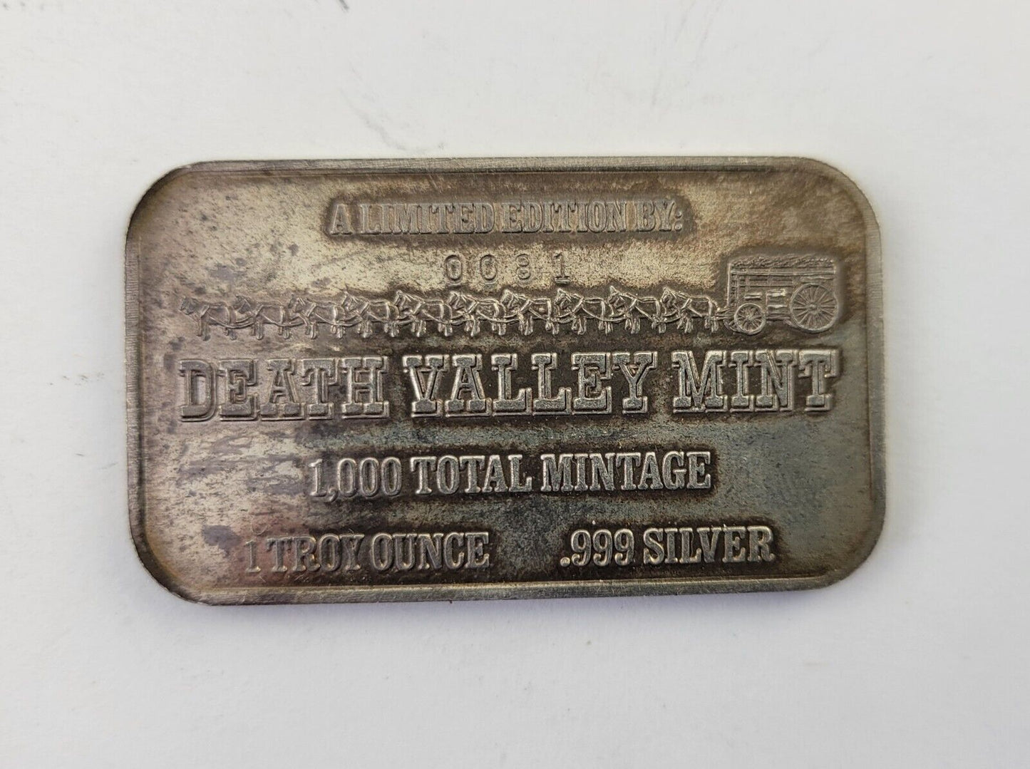 1974 Death Valley Mint Bart First New Rapid Transit 1oz .999 Fine Silver Bar