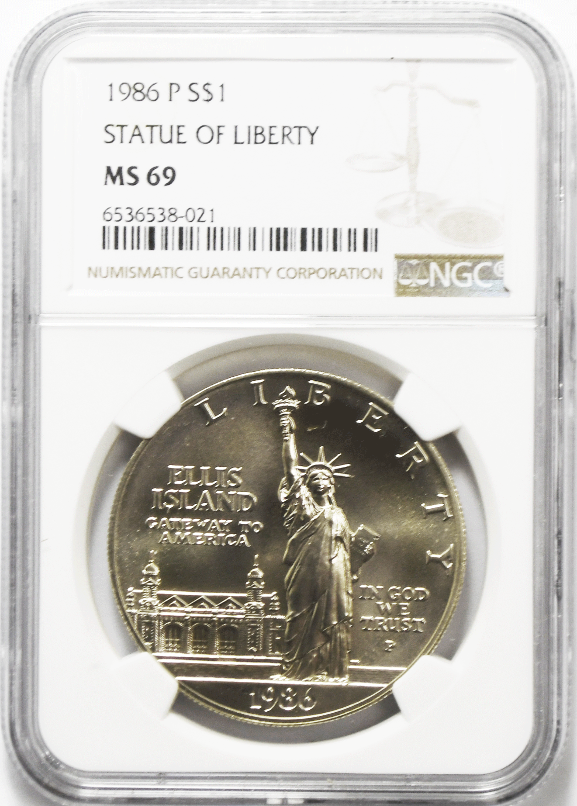 1986 P $1 Statue of Liberty Commemorative Silver One Dollar MS69 NGC