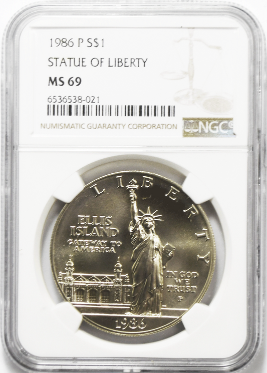 1986 P $1 Statue of Liberty Commemorative Silver One Dollar MS69 NGC