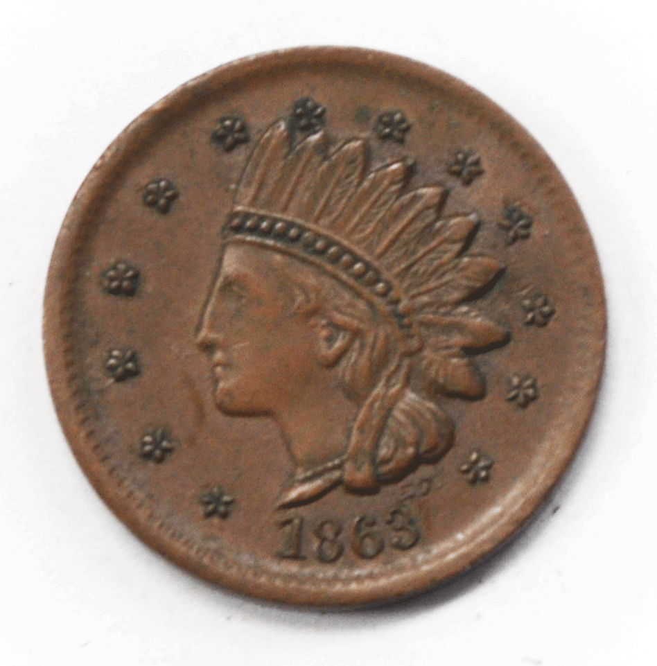 1863 Civil War Token EX Sigel Not One Cent Rare 19mm