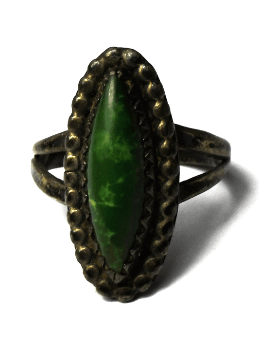 Sterling Silver Vintage Green Turquoise Ring 35mm Size 6-1/2