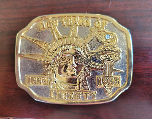 Vintage Statue of Liberty 100 Years of Liberty Two Tone Belt Buckle 1886 - 1986