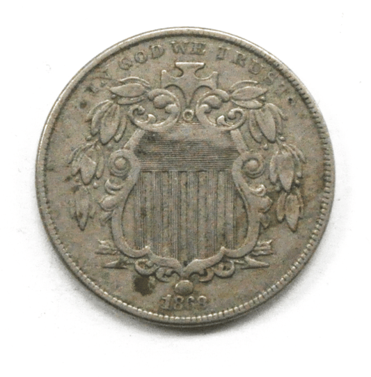 1868/68 5c Shield Nickel Five Cents US Coin 1868 Reverse 4 Broken Letters