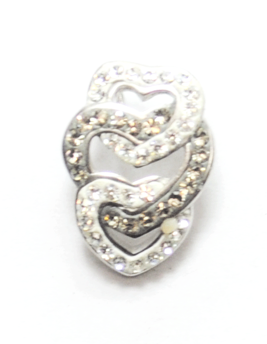 Sterling Silver CZ Triple Heart Interlocking Pendant 14mm x 19mm Slide