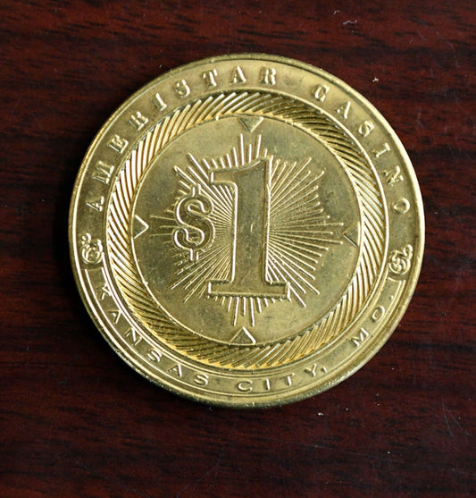 Ameristar Casino Hotel Kansas City Mo. One Dollar Gaming Token Vintage .67 oz.