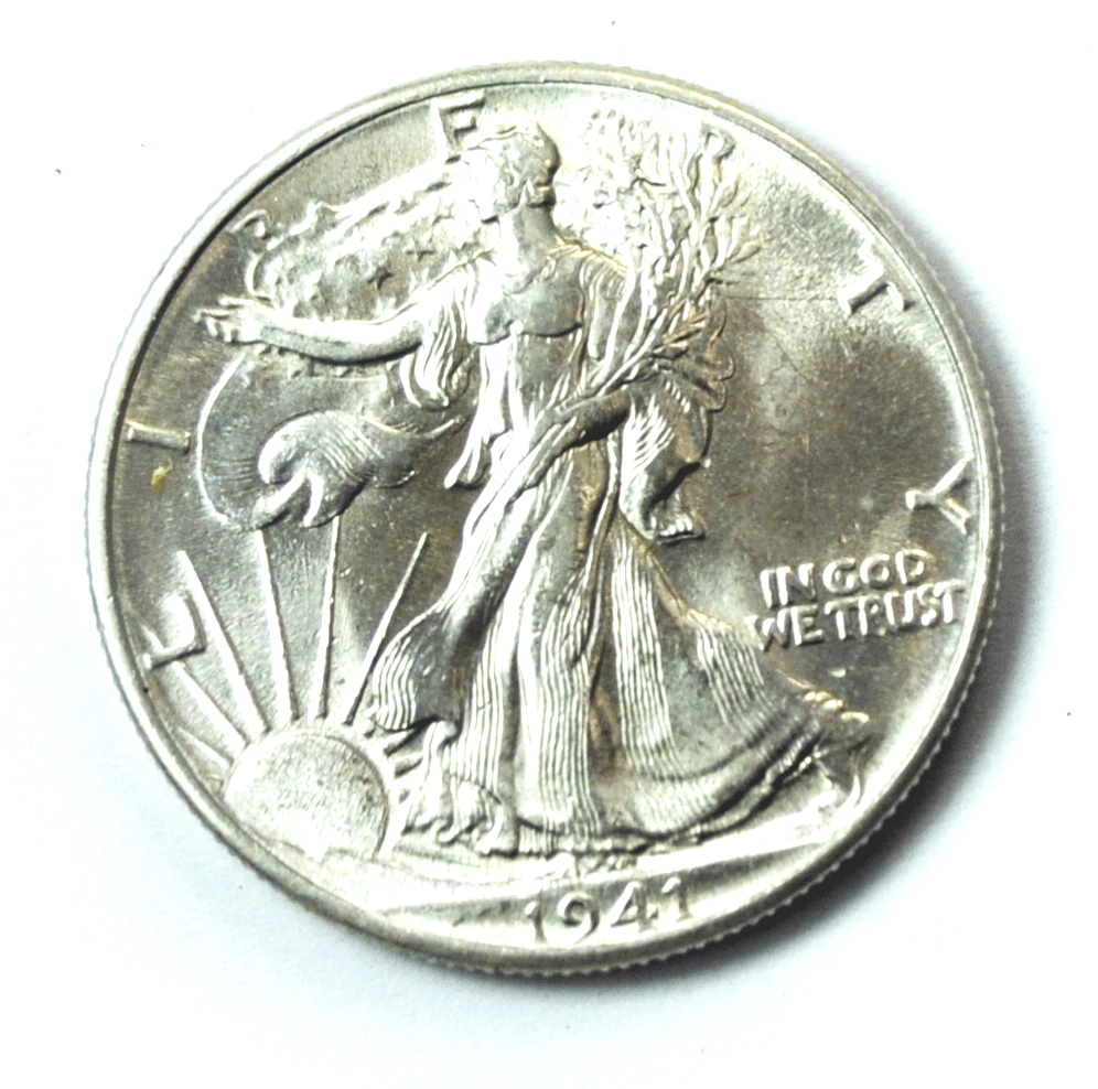 1941 50c Walking Half Dollar Silver Fifty Cents Philadelphia Uncirculated