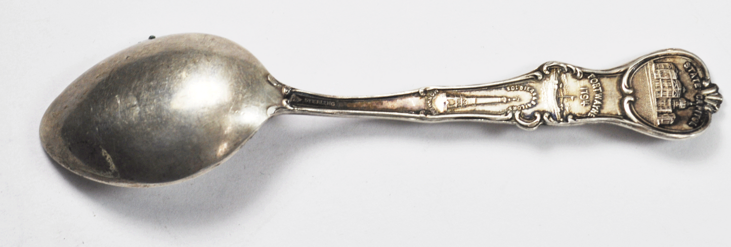 Sterling Silver Mechanics Soldiers  & Sailors Monument Souvenir Spoon 4-1/4" IN