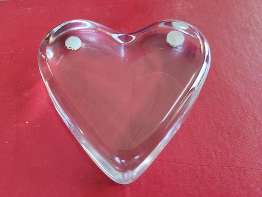 Vintage Baccarat Clear Crystal Signed Puffy Heart Paperweight Unboxed France