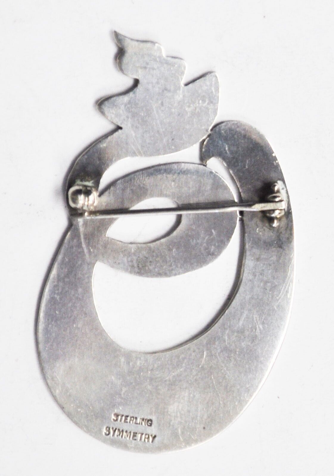 Sterling Silver Symmetry Abstract Squiggle Brooch Pin 48mm x 32mm
