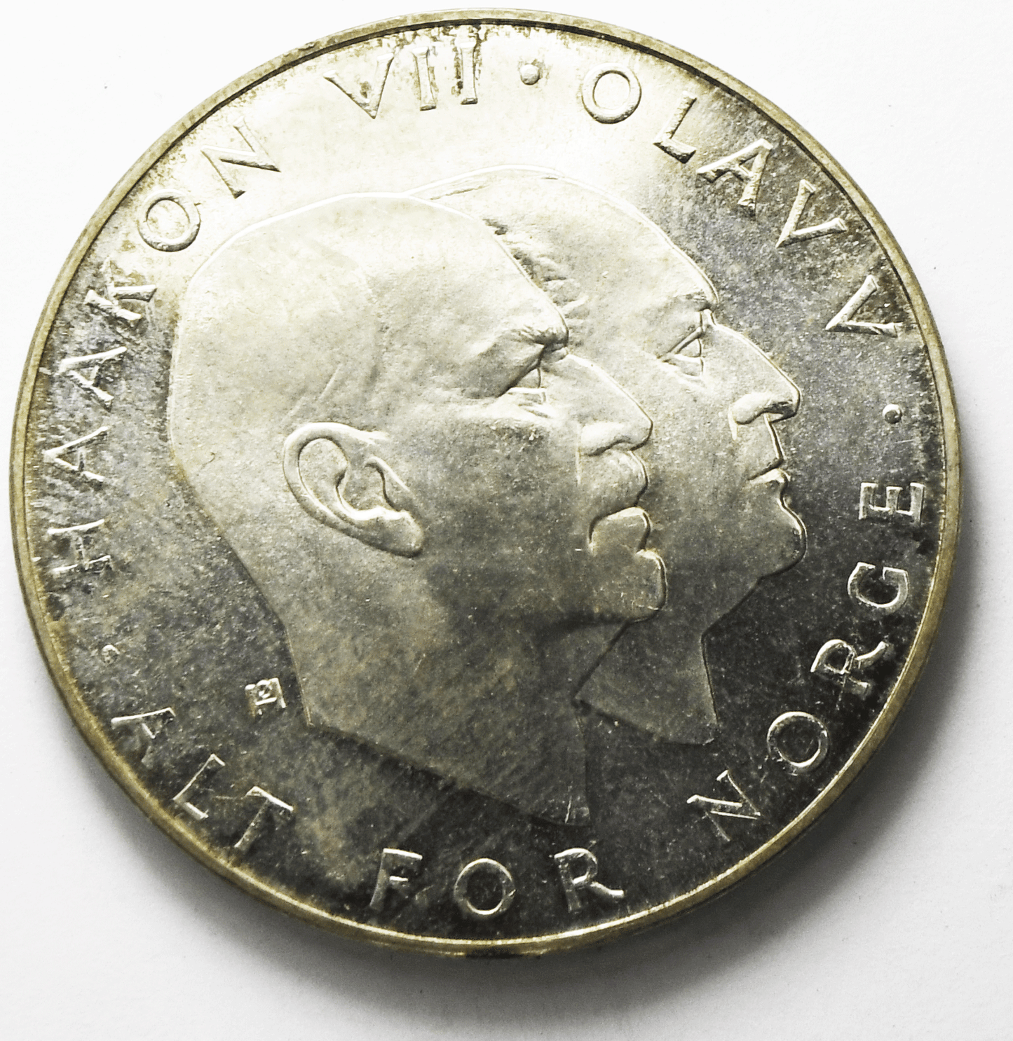 1970 Norway 25 Twenty Five Kroner Silver Coin KM# 414