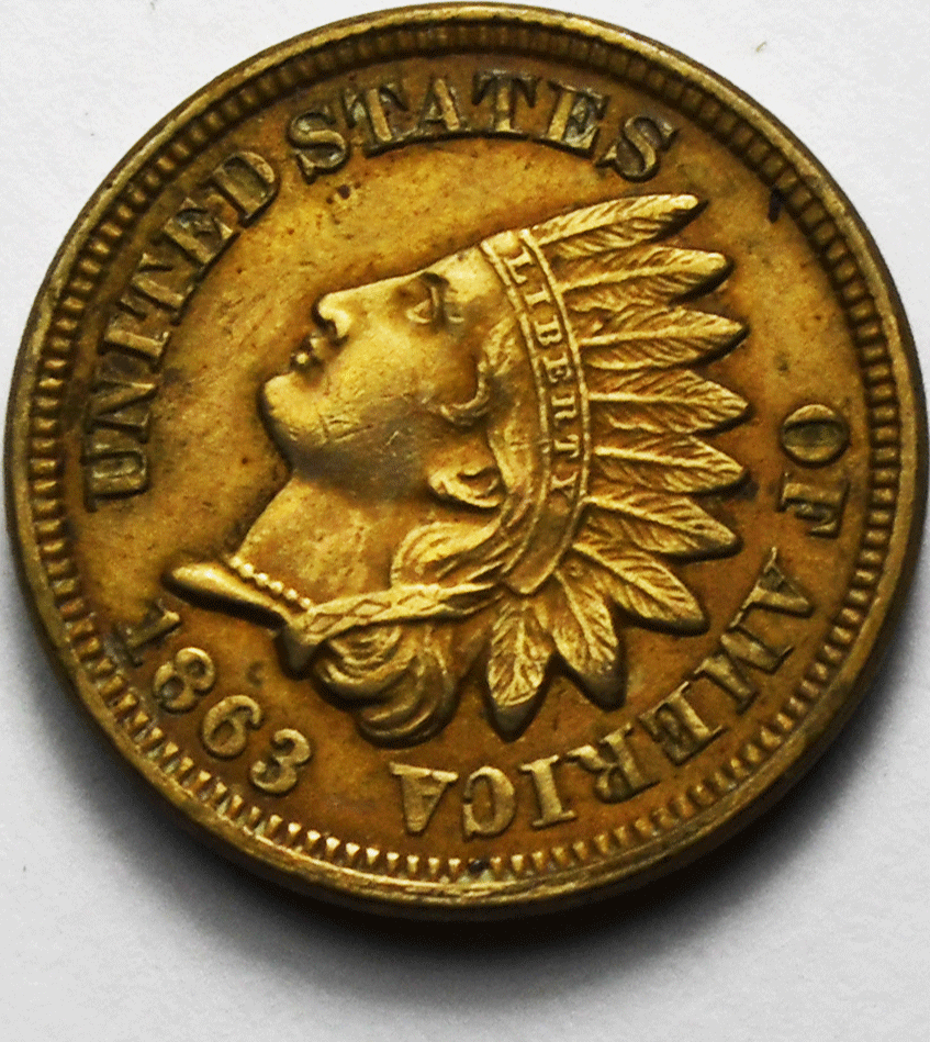 1863 1c Indian Head Penny One Cent US Philadelphia