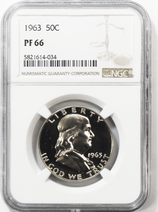 1963 50c Franklin Half Dollar Proof Silver Fifty Cents NGC PF66 Gem Unc
