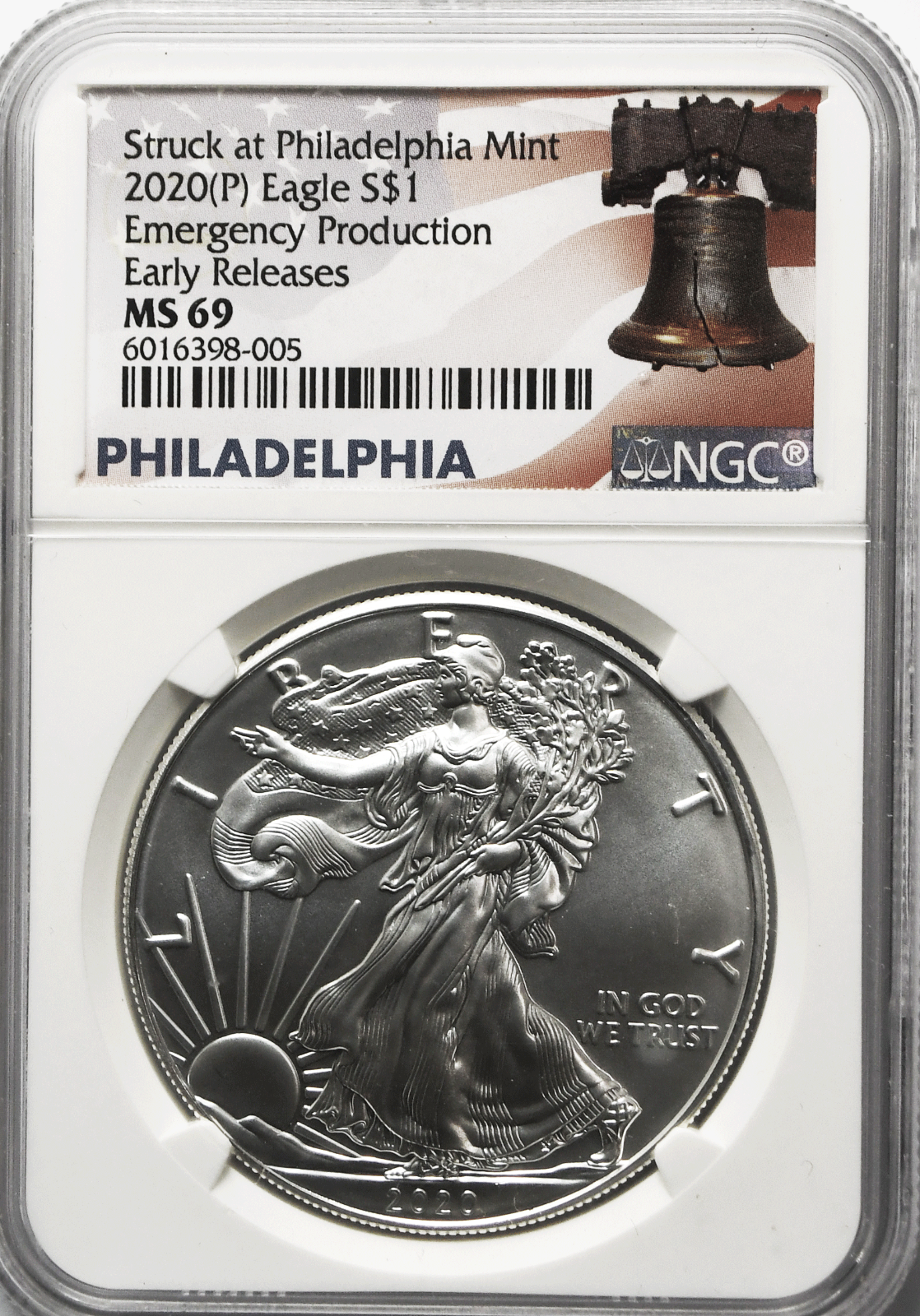 2020 $1 American Silver Eagle NGC MS69 Emergency Production ER Philadelphia