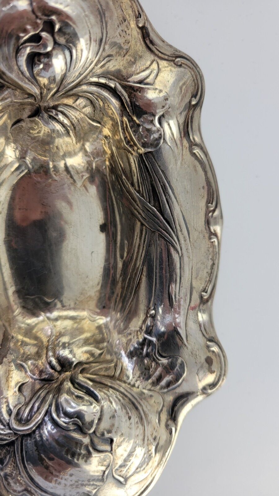 Antique ART NOUVEAU Gorham Sterling Silver 5 7/8" Floral Vanity Dish 2.2oz.