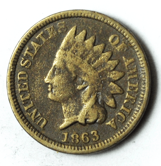 1863 1c Indian Head Penny One Cent US Philadelphia Copper