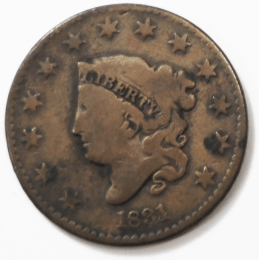 1831 1c Coronet Head Large Cent One Penny US Philadelphia