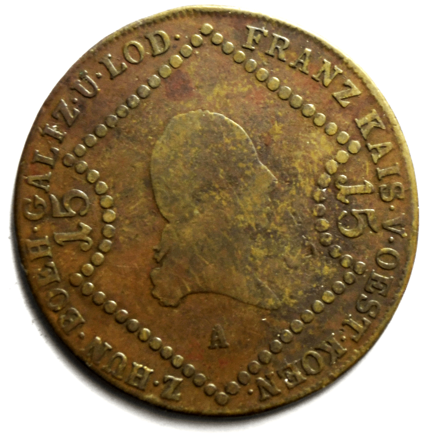 1807 Austria 15 Fifteen Kreuzer KM# 2138 Copper Coin