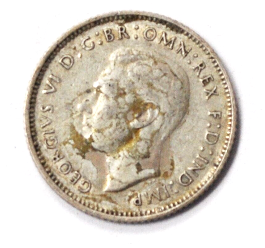 1938 m Australia 6p Sixpence Silver Coin KM# 38