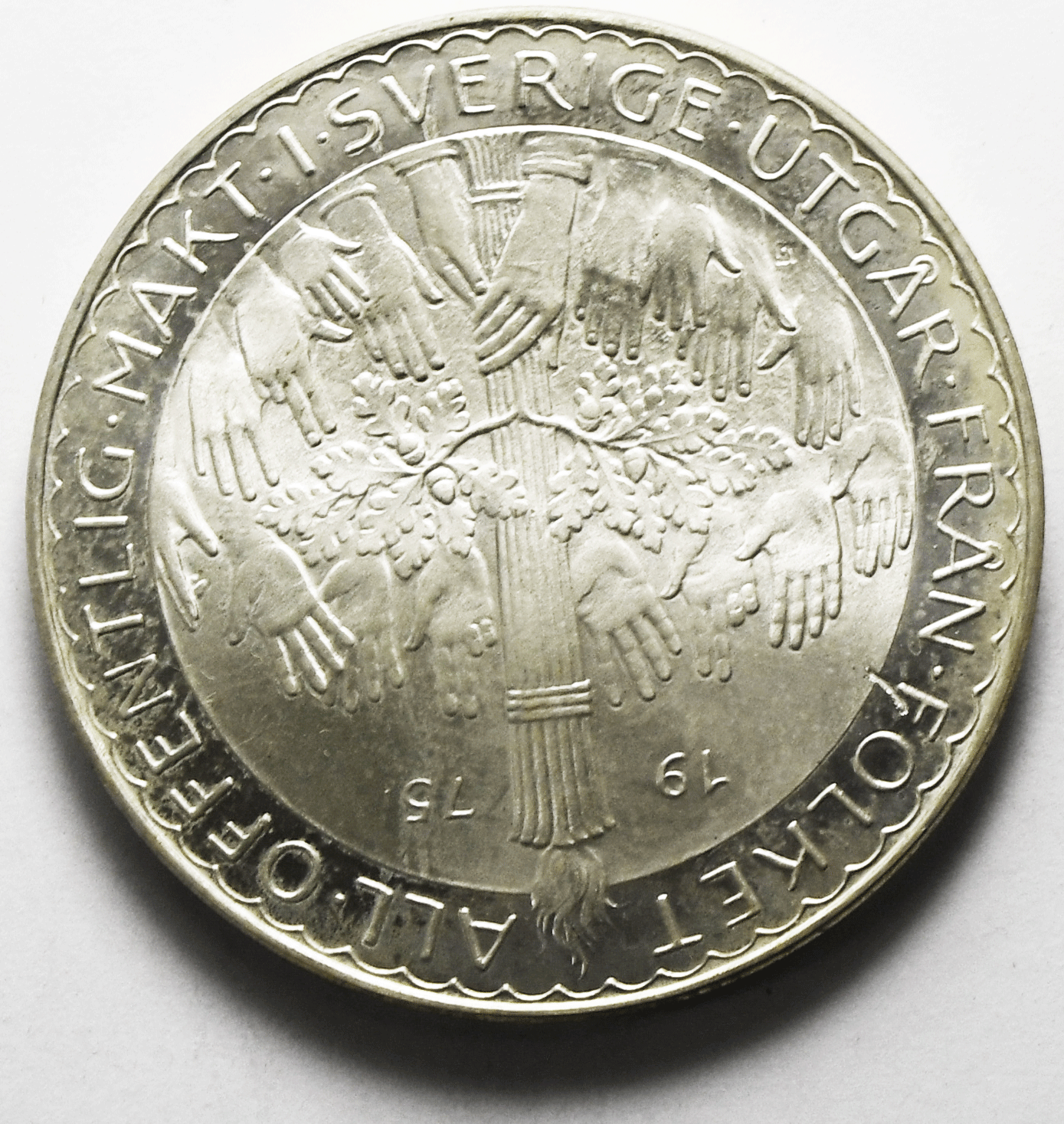 1975 U Sweden 50 Fifty Kronor Silver Coin Uncirculated KM# 848