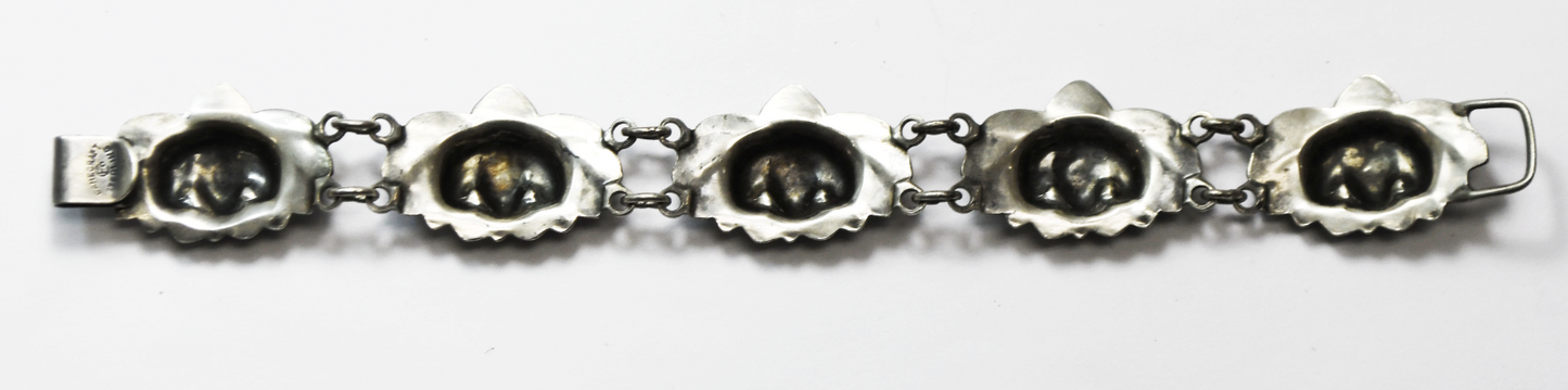 1940's Danecraft Sterling Silver Lily Pad Bracelet 21mm 7"