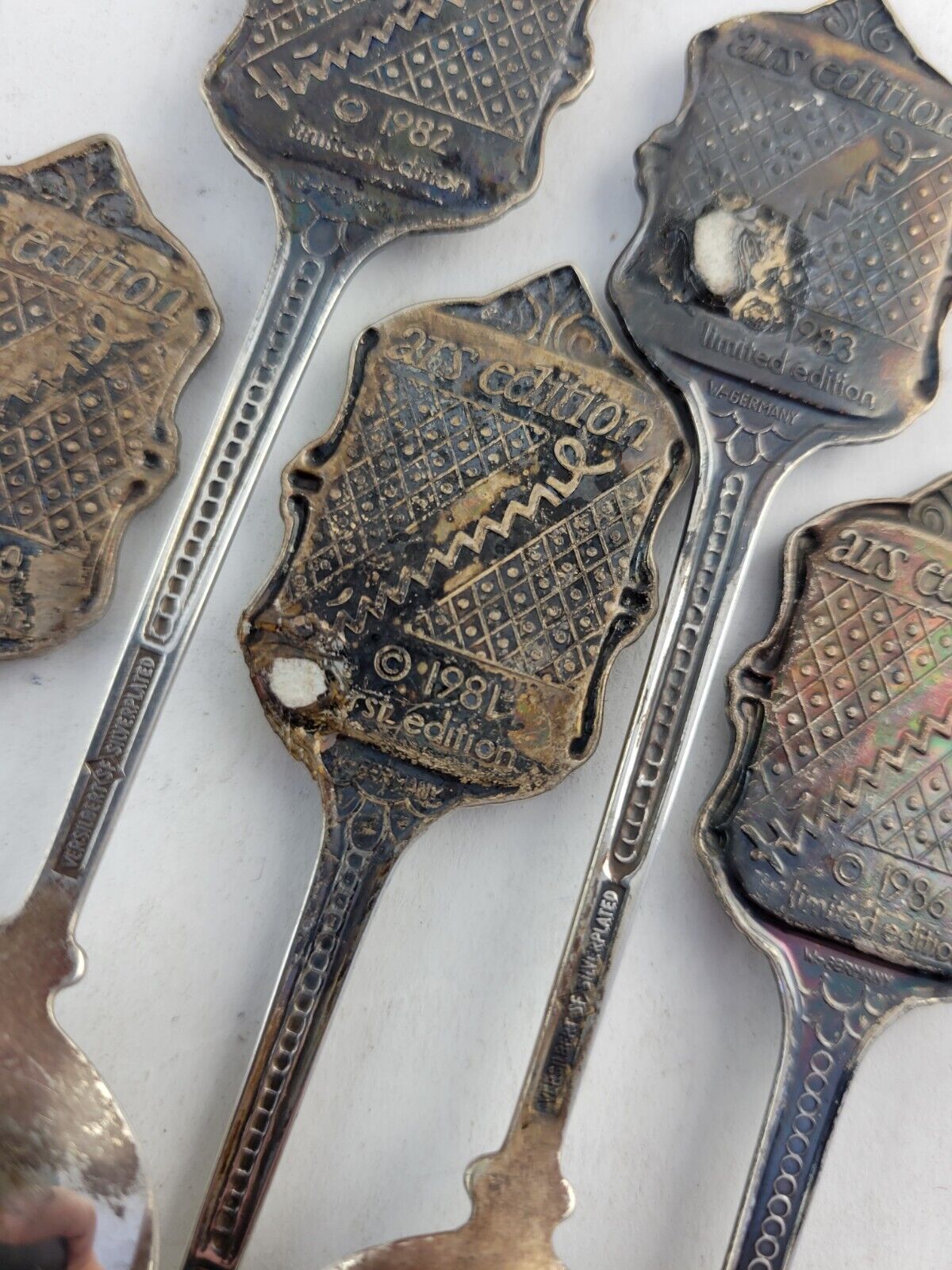 5pc Set Souvenir Spoon Hummel 1982 ARS Edition Silverplated 1981 ,86 ,83 ,82 ,80