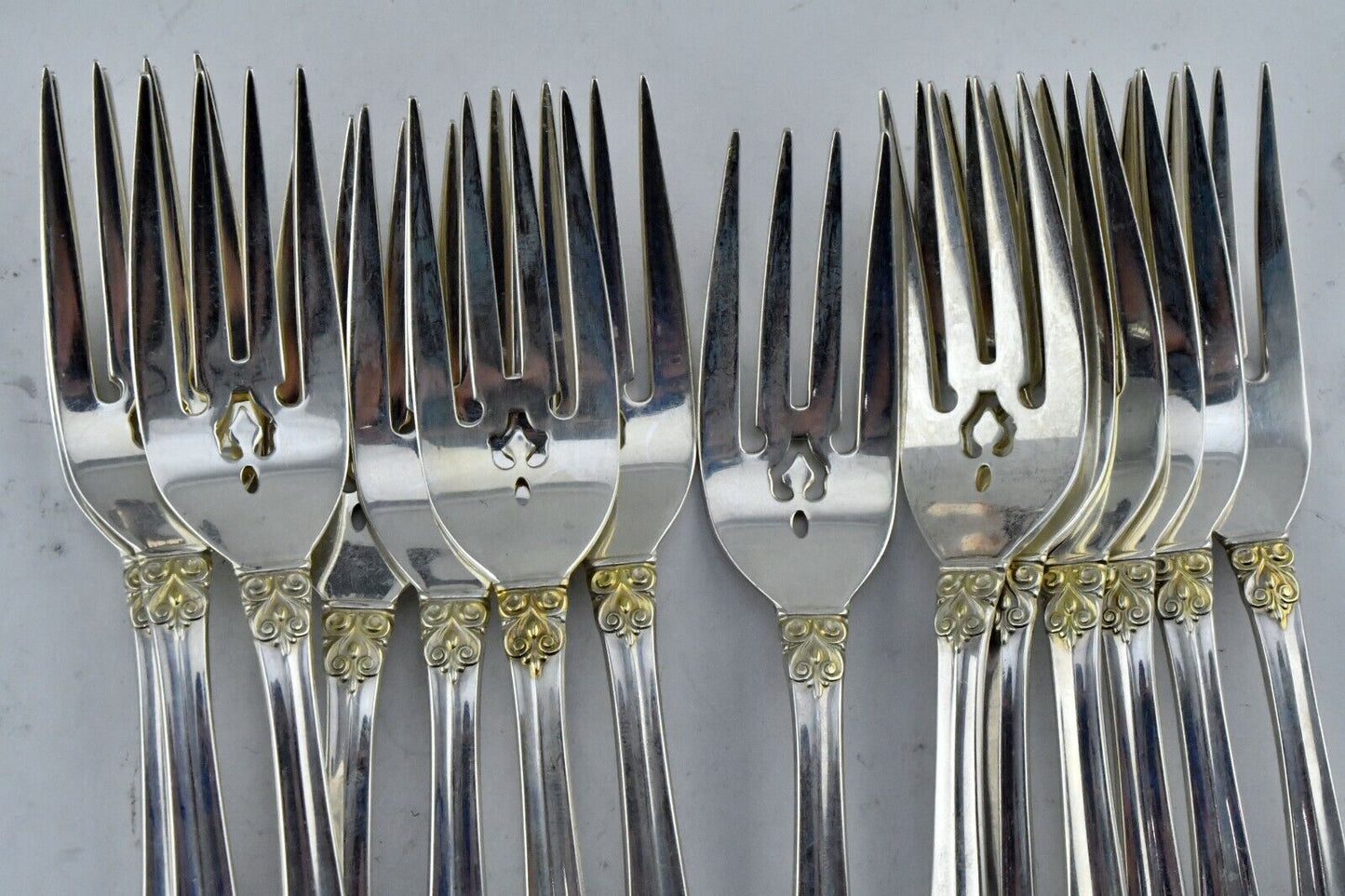 14pc. Hispana-Sovereign "Gold" by Gorham Sterling 6 7/8" Salad Fork 21oz.
