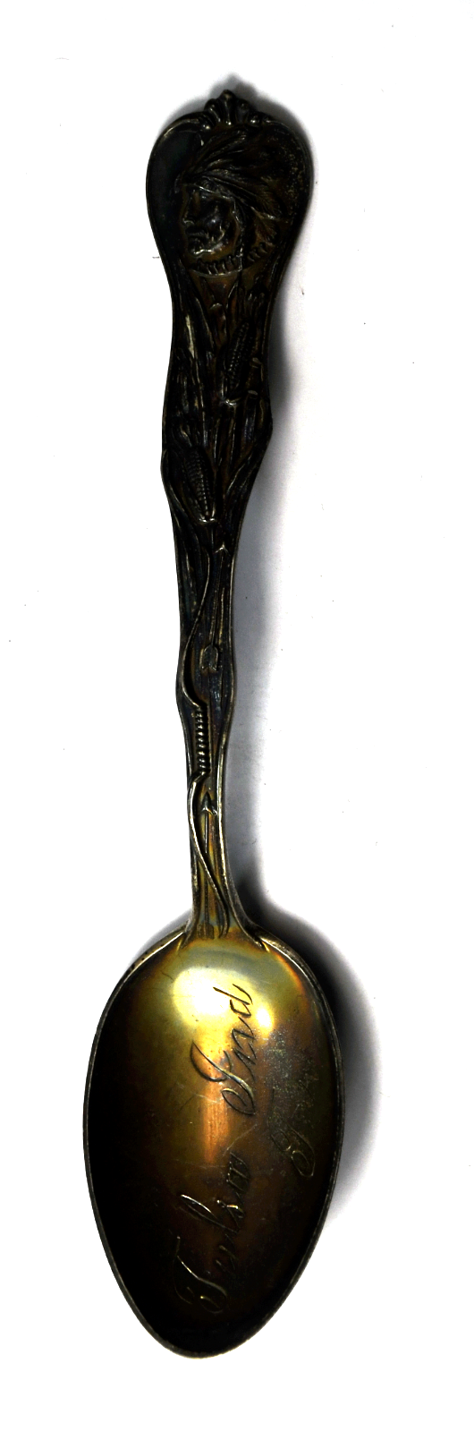 Sterling Chief Tulsa Oklahoma Territory Souvenir Spoon 5-3/8"