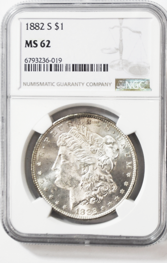 1882 S $1 Morgan Silver One Dollar NGC MS62 Uncirculated San Francisco