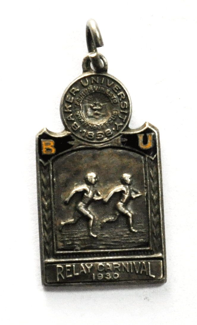 Sterling 1930 Baker University Relay Carnival Half Mile Charm Pendant 31mm