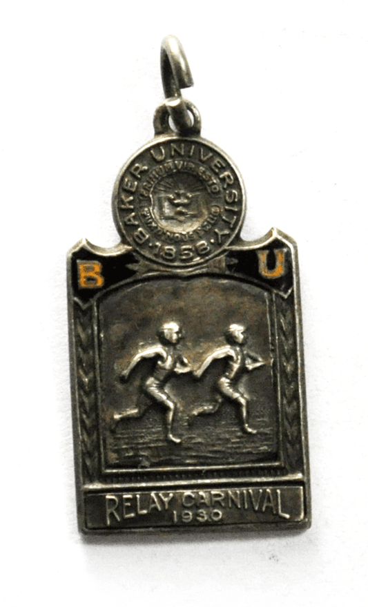 Sterling 1930 Baker University Relay Carnival Half Mile Charm Pendant 31mm