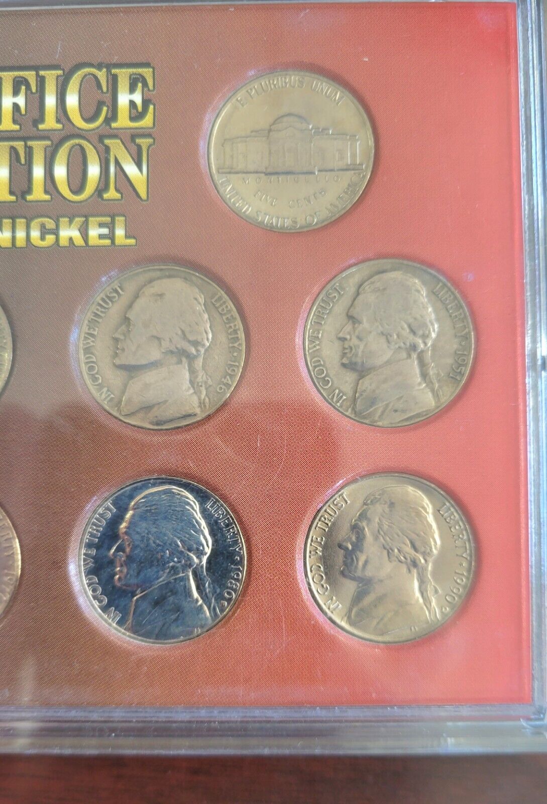 1996 Oval Office Collection 8 PC Jefferson Nickel Coin Set w Display Case SSCA