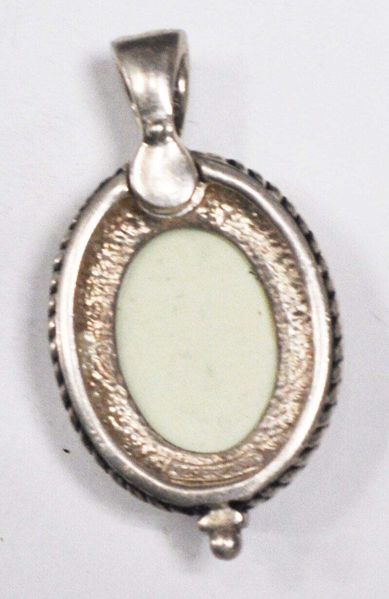 Sterling Silver ESPO Oval Citron Magnesite Pale Green Pendant 51x27mm