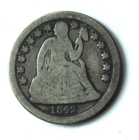 1842 10c Seated Liberty Silver Dime Ten Cents Philadelphia