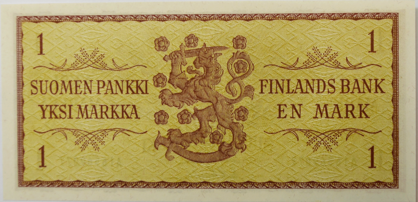1963 Finland One Markkaa Suoment Pankki Uncirculated Banknote A16569077
