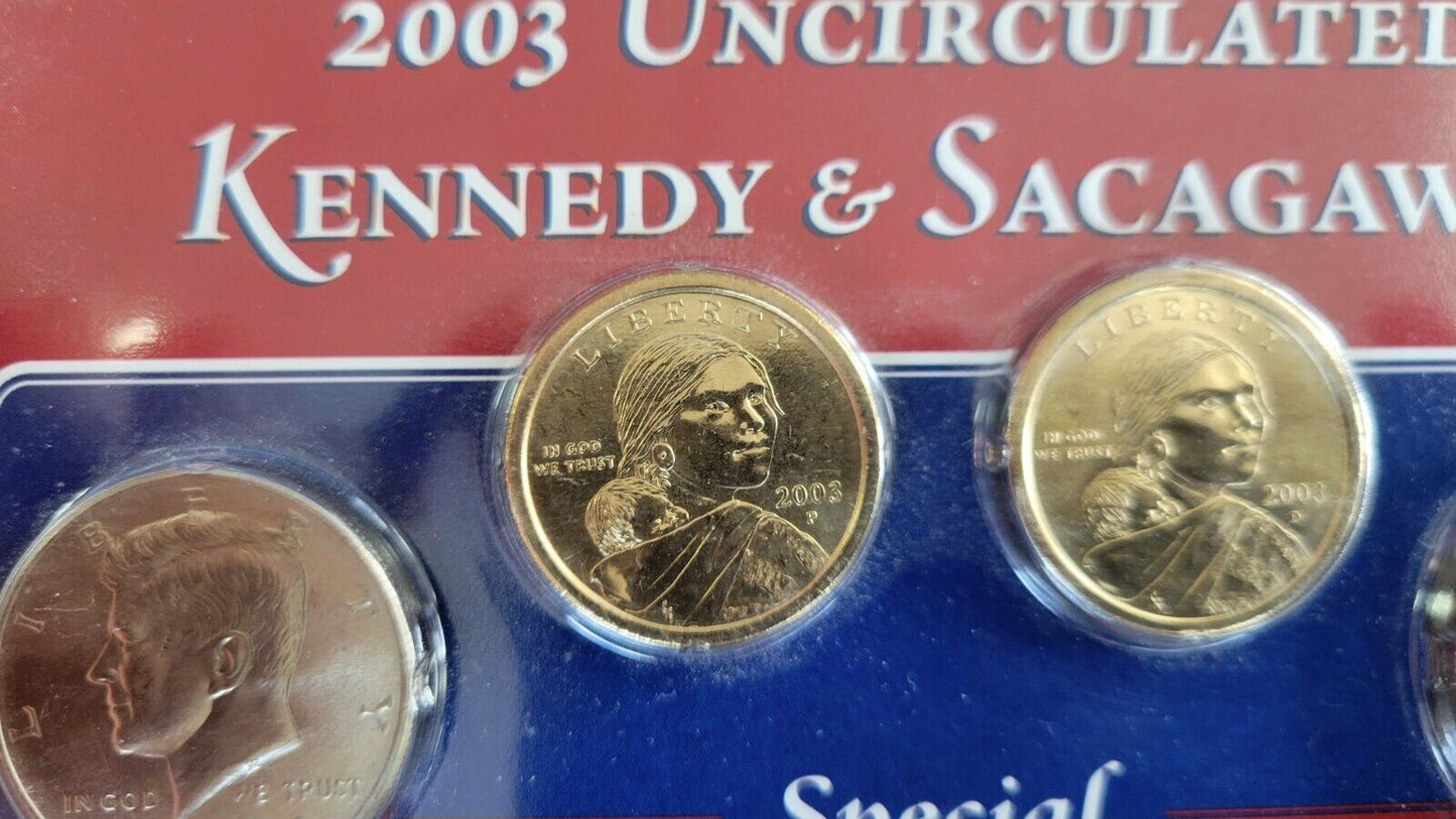 2003 P & D Uncirculated Kennedy Sacagawea Special Collector Edition 4 Coin Set