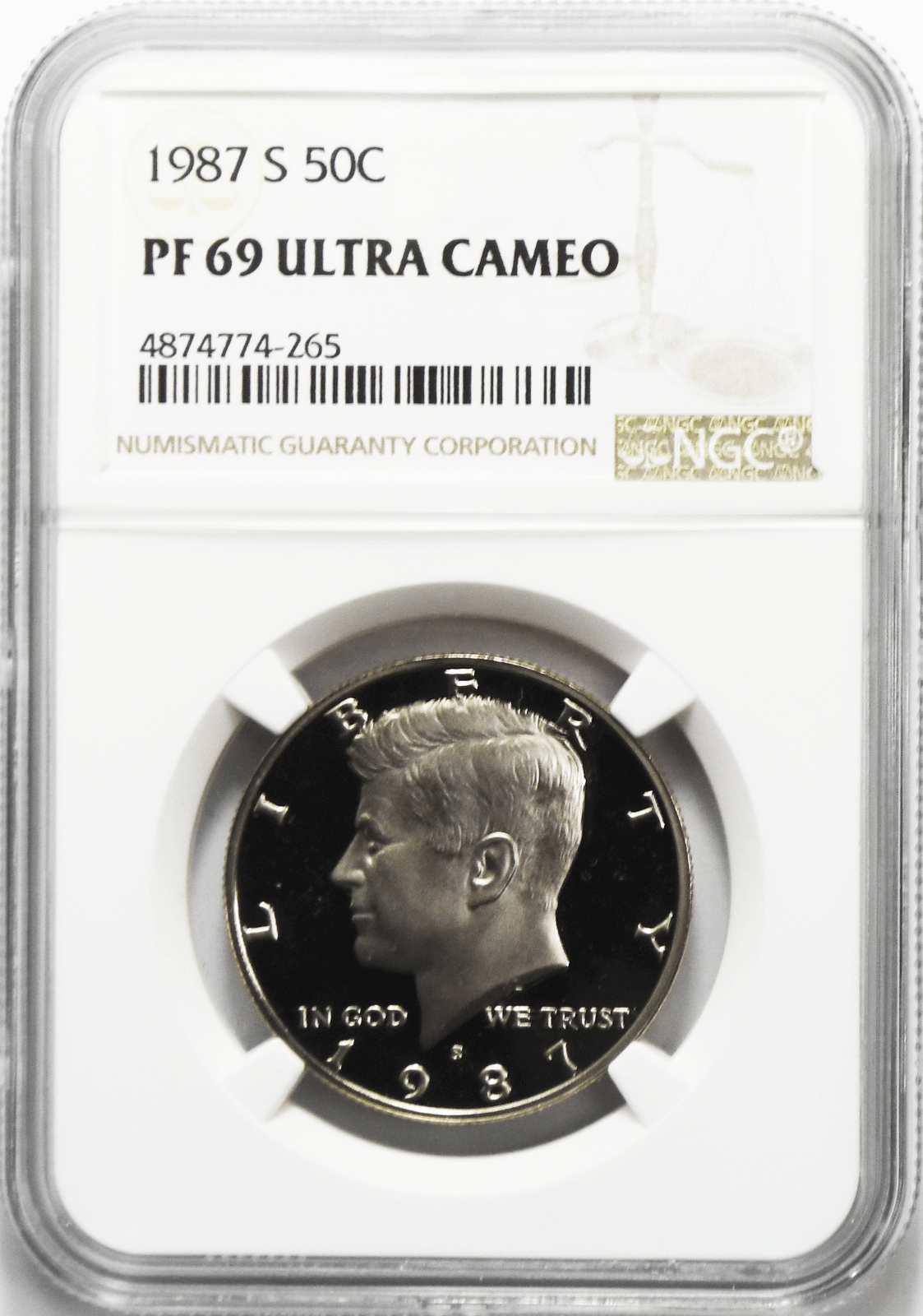 1987 S 50c Kennedy Half Dollar NGC PF69 Ultra Cameo Proof San Francisco