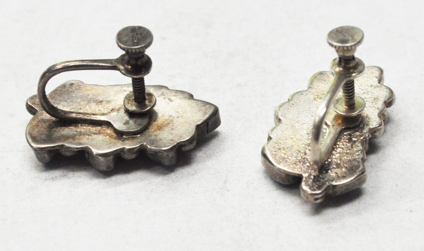 Sterling Silver Petit Point Leaf Cluster Earrings  21mm x 12mm Clip On Earrings