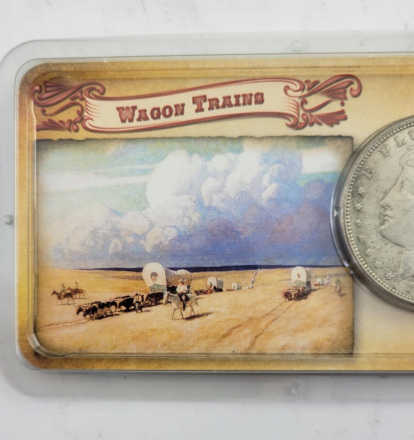 1921 P Morgan Silver Dollar in Littleton holder Wagon Trails