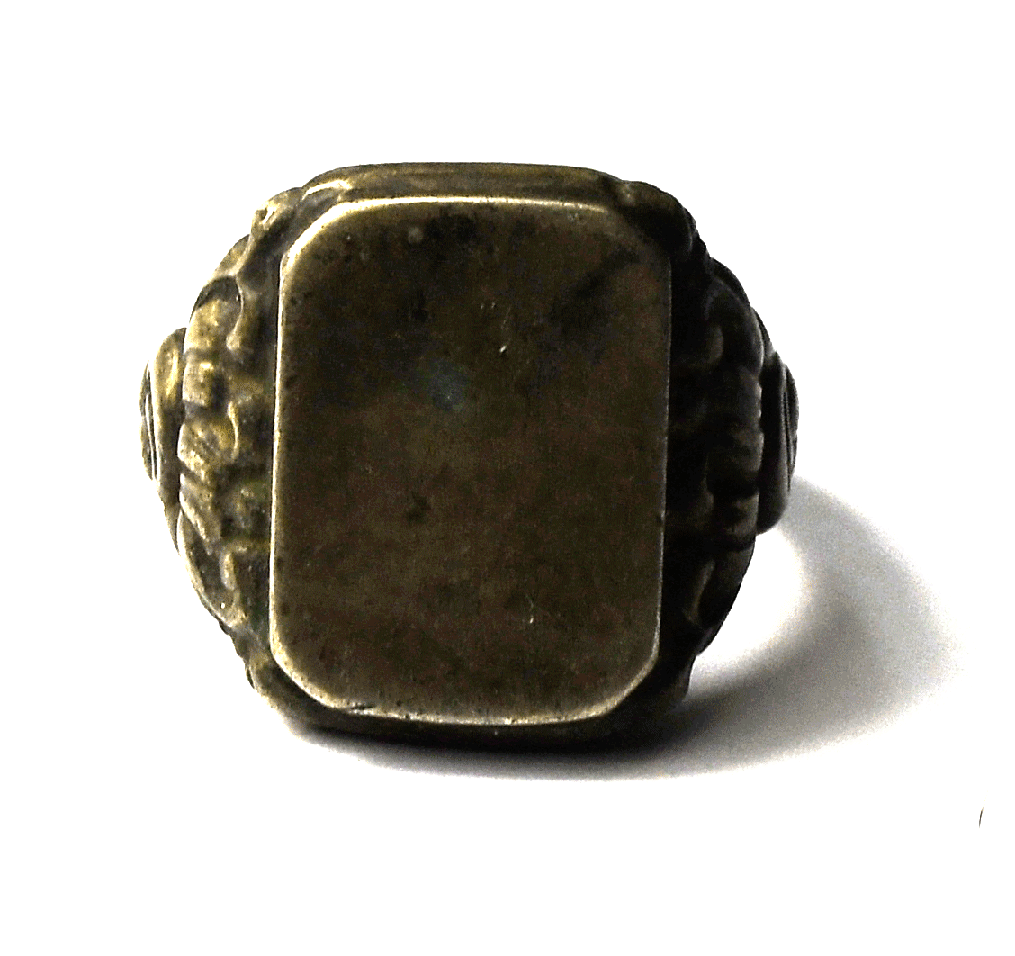 835 Silver Vintage Scroll Edge Initial Ring No Mono 21mm Size 9