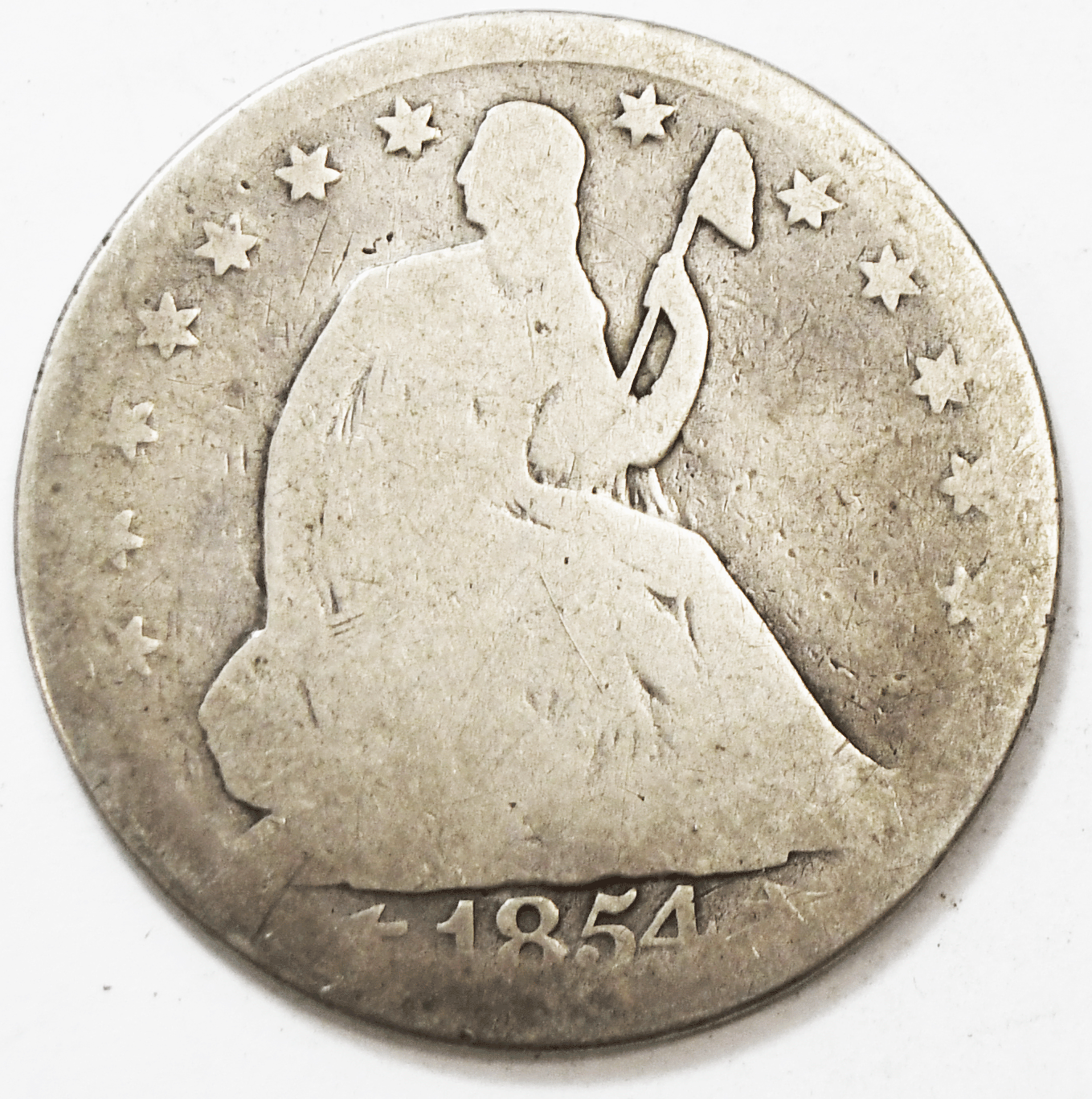 1854 50c Seated Liberty Silver Half Dollar Fifty Cents Philadelphia