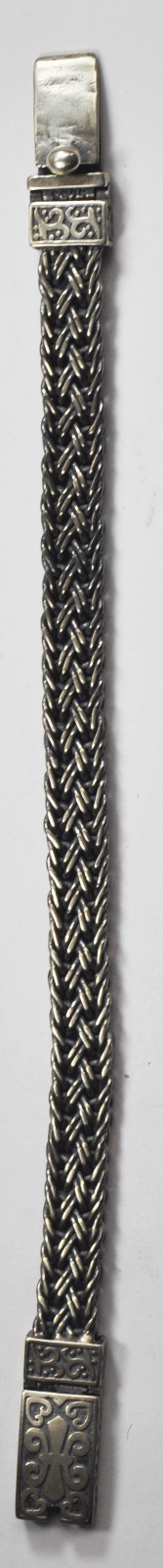 Sterling Heavy 11mm Wide Basket Weave Ornate Sand Cast Clasp Bracelet 9-1/4"