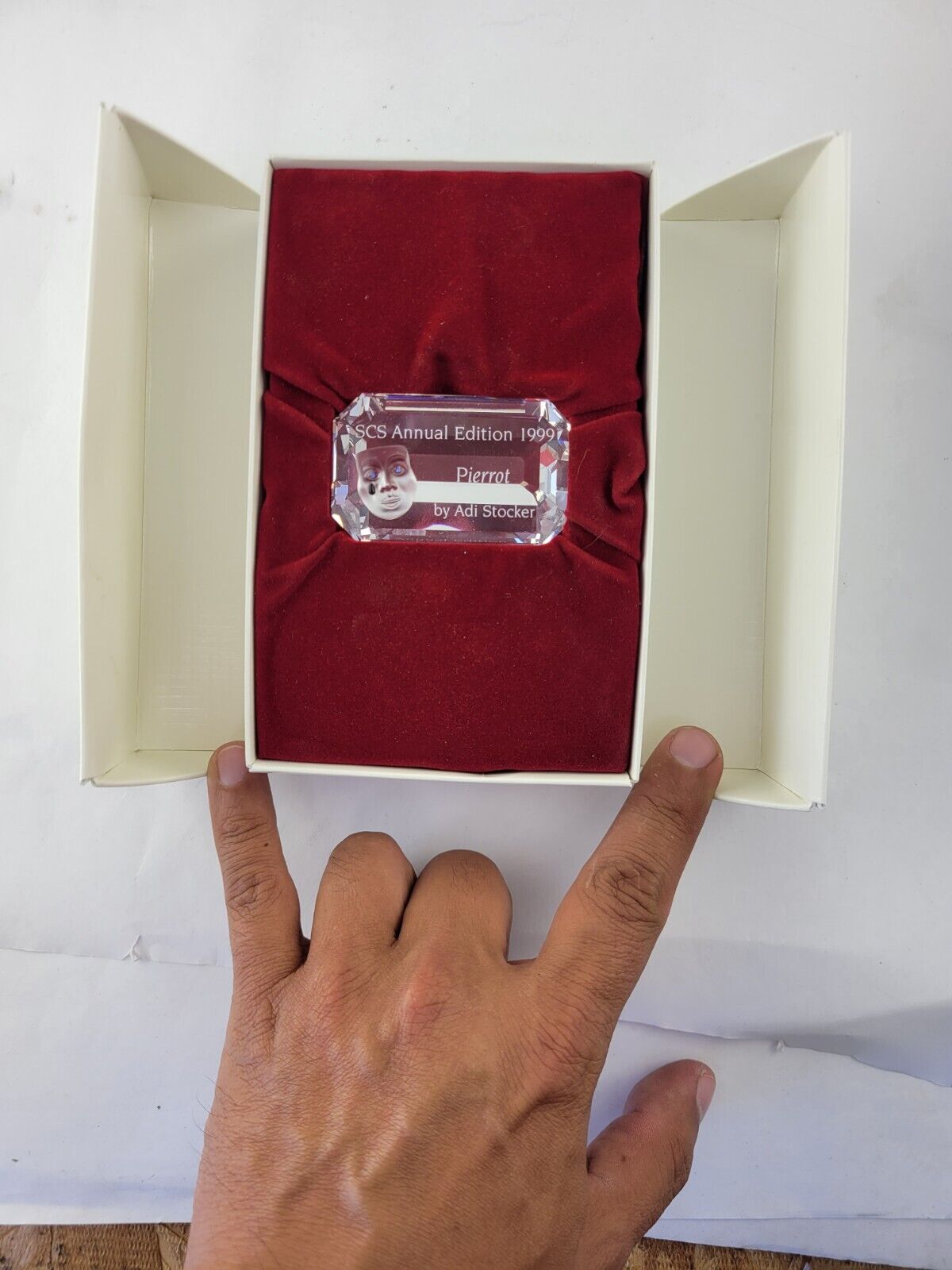 1999 Swarovski SCS  Annual  Edition PIERROT Masquerade Name Plaque Boxed
