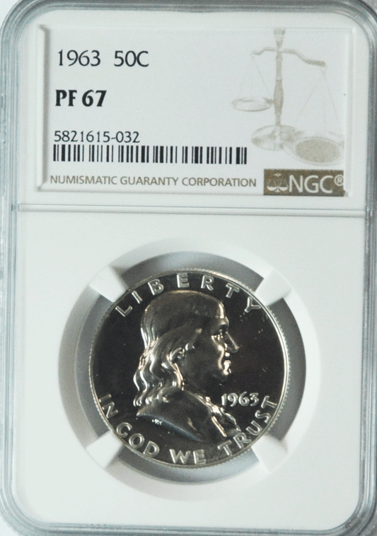 1963 50c Franklin Proof Silver Half Dollar Fifty Cents NGC PF67