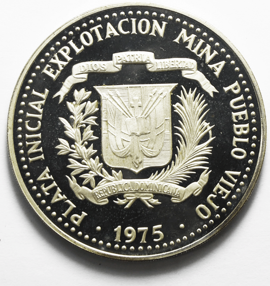 1975 10 Pesos Dominican Republic Taino Art Silver Proof Coin