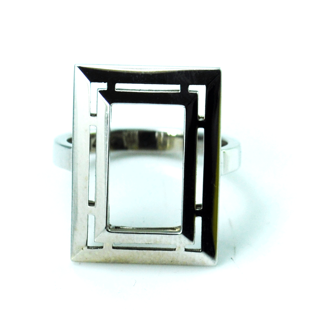 14k Gold Brady Iconery Rectangle Frame 22mm Size 8 Designer Ring