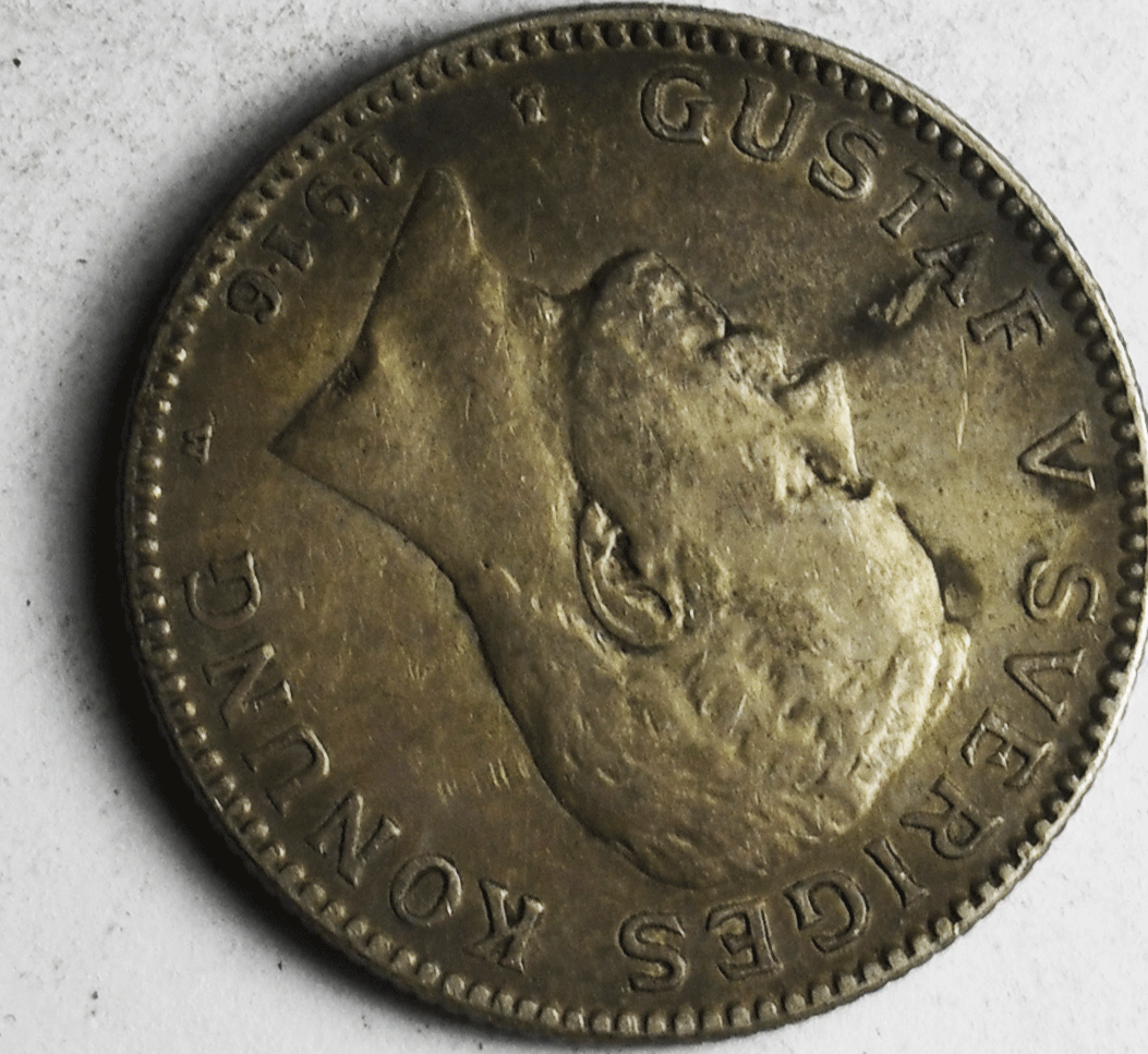 1916 Sweden Krona Silver Coin