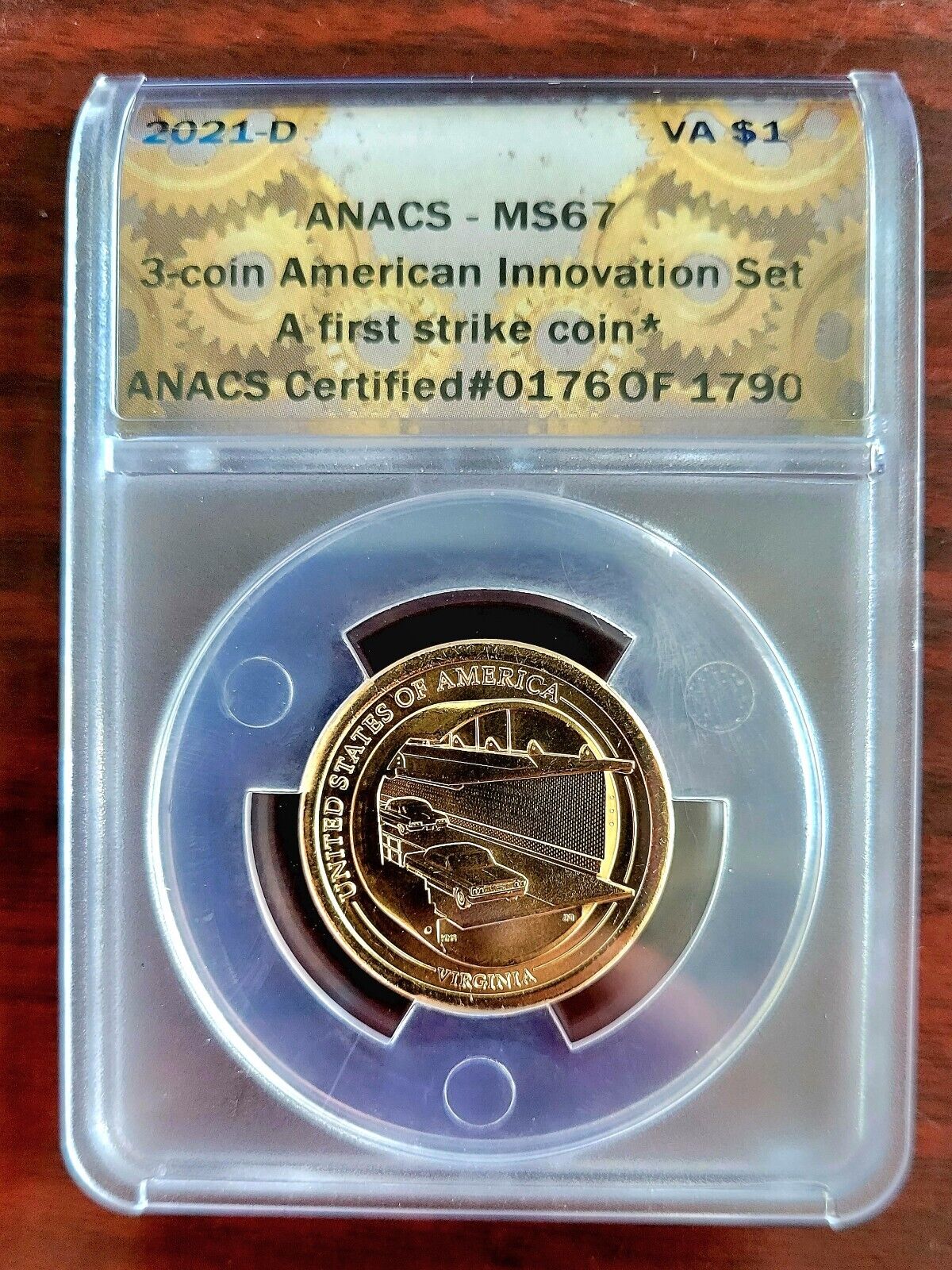 2021 D American Innovation Dollar Virginia MS67 ANACS First Strike