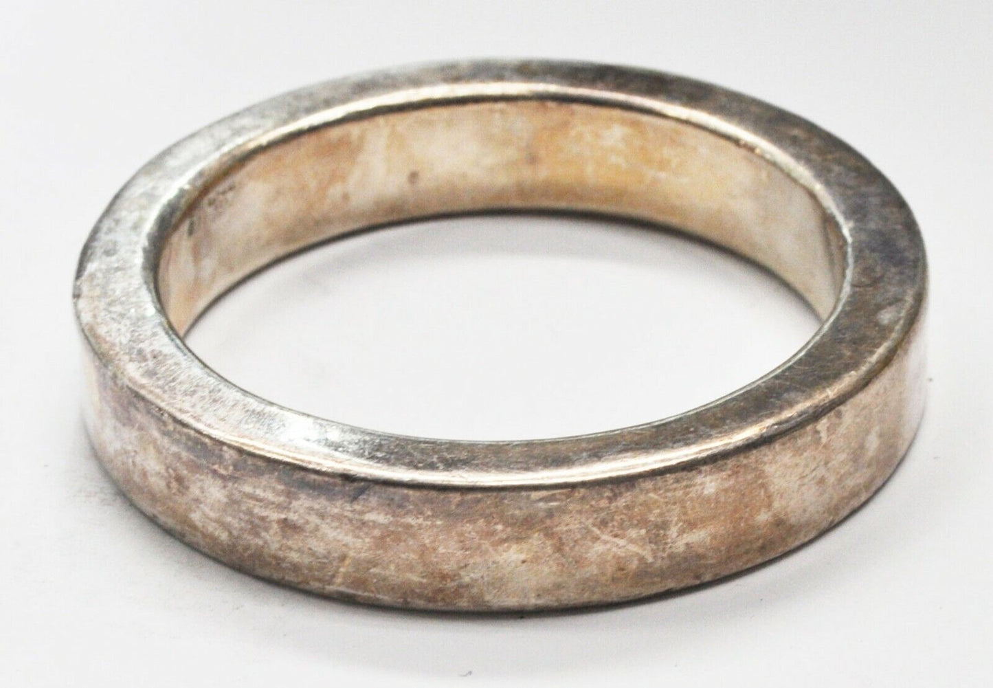 Sterling Silver BAT AMI Israel Squared Round Medium Bangle Bracelet 14mm x 9mm