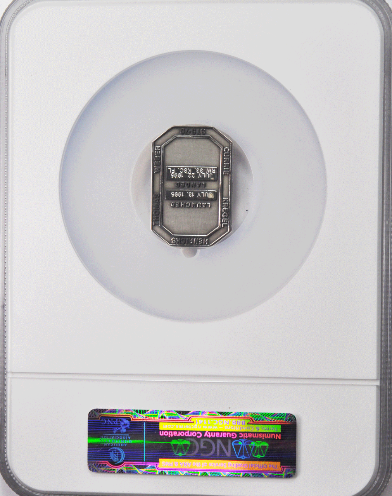 1995 STS-70 Robbins Silver Space Medal Unflown #117 NGC MS66 Discovery