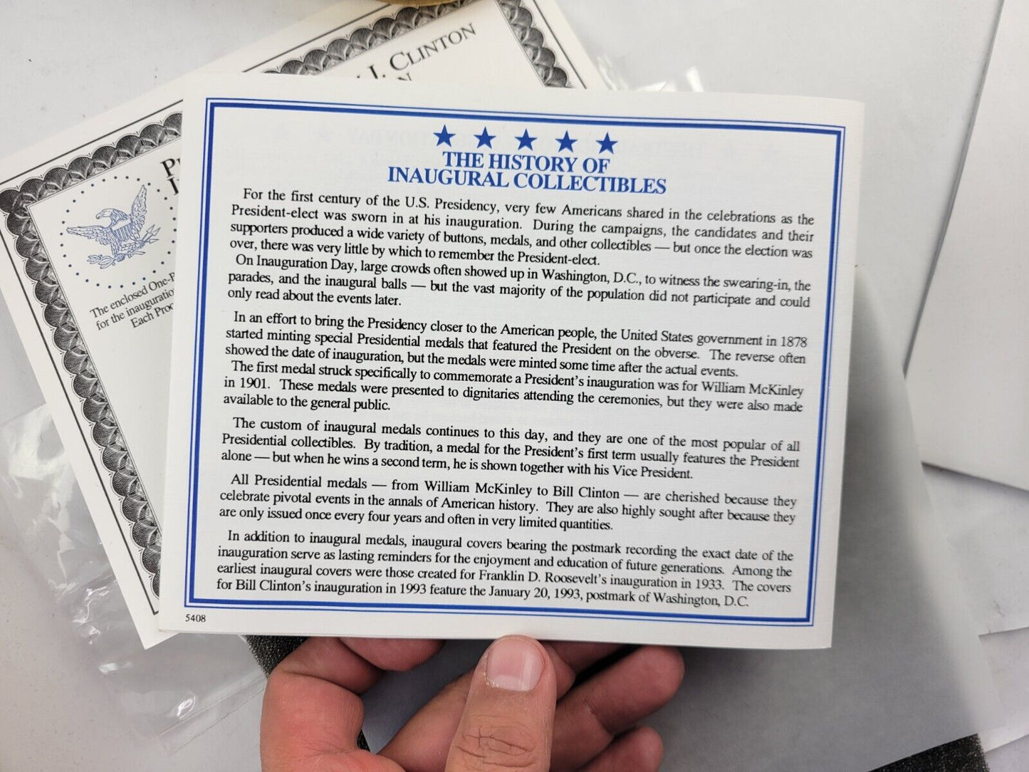 The Washington Mint 1993 Bill Clinton Pound Inaugural .999 Fine Silver 17oz.